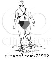 Royalty Free RF Clipart Illustration Of A Black And White Woman Walking In Water by Prawny