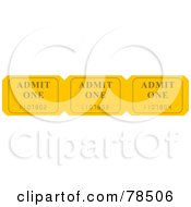 Yellow Admit One Ticket Strip