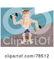 Poster, Art Print Of Male Brunette Body Builder Lifting Weights