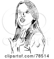 Royalty Free RF Clipart Illustration Of A Black And White Waving Woman
