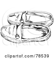 Royalty Free RF Clipart Illustration Of A Pair Of Black And White Male Slippers