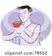 Royalty Free RF Clipart Illustration Of A Man Smelling Wine Over A Purple Oval by Prawny