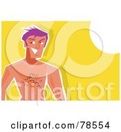 Poster, Art Print Of Pink Haired Man With A Sun Tan Over A Sunny Background