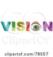 Royalty Free RF Clipart Illustration Of A 3d Word Vision With An Eye As The O by Prawny