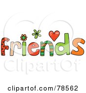 Royalty Free RF Clipart Illustration Of A Colorful Friends Word