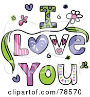 Royalty Free RF Clipart Illustration Of Colorful I Love You Words