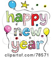 Royalty Free RF Clipart Illustration Of Colorful Happy New Year Words