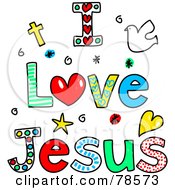 Poster, Art Print Of Colorful I Love Jesus Words