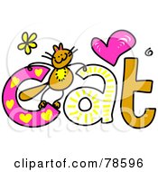 Royalty Free RF Clipart Illustration Of A Cute Kitty On The Word Cat