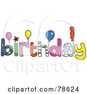 Royalty Free RF Clip Art Illustration Of A Colorful Birthday Word With Balloons
