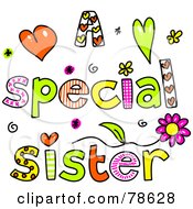 Royalty Free RF Clipart Illustration Of Colorful Letters Spelling A Special Sister by Prawny