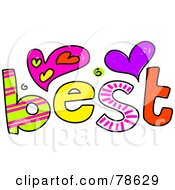 Poster, Art Print Of Colorful Best Word With Hearts
