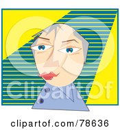 Royalty Free RF Clipart Illustration Of An Abstract Businessman Over A Green And Yellow Background