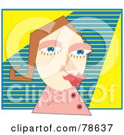 Royalty Free RF Clipart Illustration Of An Abstract Woman Over Blue And Yellow