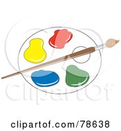 Royalty Free RF Clipart Illustration Of A Paintbrush Resting On An Artists Paint Palette by Prawny