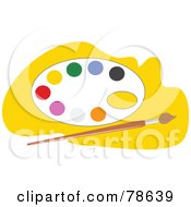 Royalty Free RF Clipart Illustration Of A Paintbrush Resting By An Artists Paint Palette