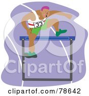 Poster, Art Print Of Man Leaping A Hurdle On A Purple Track