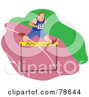 Poster, Art Print Of Man Leaping A Hurdle On A Pink Track