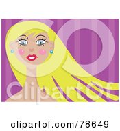 Royalty Free RF Clipart Illustration Of A Pretty Blond Woman Over Purple by Prawny