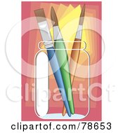 Royalty Free RF Clipart Illustration Of Paintbrushes In A Glass Jar by Prawny