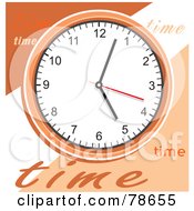 Poster, Art Print Of Round Orange Wall Clock On An Orange And White Background