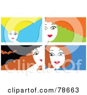 Royalty Free RF Clipart Illustration Of A Digital Collage Of Four Women With Modern Hair