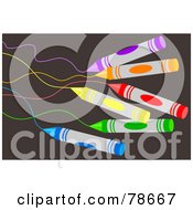 Royalty Free RF Clipart Illustration Of Scribbling Purple Orange Red Yellow Green And Blue Crayons On Brown by Prawny