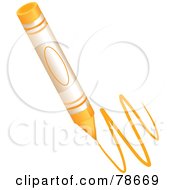 Royalty Free RF Clipart Illustration Of A Scribbling Yellow Crayon