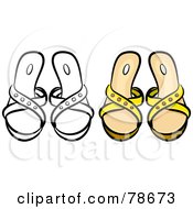 Poster, Art Print Of Digital Collage Of Yellow Sandals With A Black Outline