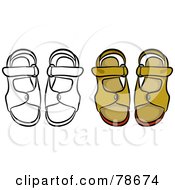 Poster, Art Print Of Digital Collage Of Mens Sandals With A Black Outline