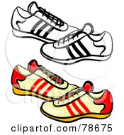 Poster, Art Print Of Digital Collage Of Mens Trainers Shoes With A Black Outline