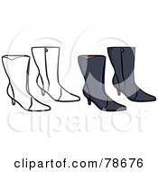 Poster, Art Print Of Digital Collage Of Black Boots With A Black Outline
