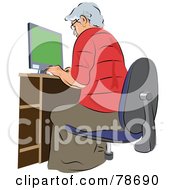 Royalty Free RF Clipart Illustration Of A Senior Woman Using A Computer