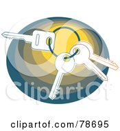 Royalty Free RF Clipart Illustration Of A Ring Of Three Keys On A Gradient Oval