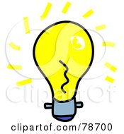 Poster, Art Print Of Bright Yellow Light Bulb With Rays