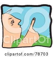 Royalty Free RF Clipart Illustration Of A Curious Guy Pointing Up