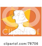 Royalty Free RF Clipart Illustration Of A Pleased Man Smiling Over An Orange Background