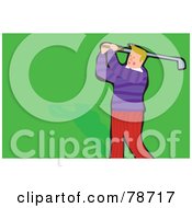 Royalty Free RF Clipart Illustration Of A Single Swinging Male Golfer On The Green