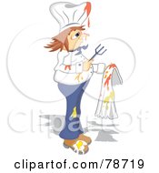 Royalty Free RF Clipart Illustration Of A Sloppy Chef With Food Splattered All Over His Uniform by Prawny