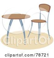 Royalty Free RF Clipart Illustration Of A Modern Wooden Chair By A Small Table
