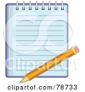 Poster, Art Print Of Yellow Pencil On A Blue Notepad
