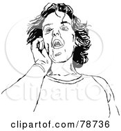 Royalty Free RF Clipart Illustration Of A Black And White Scary Woman Using A Phone