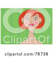 Poster, Art Print Of Redhead Woman Over Green