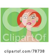 Royalty Free RF Clipart Illustration Of A Redhead Woman Over Green