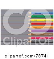 Poster, Art Print Of Colored Pencils Drawing Straight Lines On A Gray Background