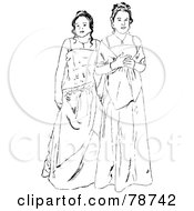 Poster, Art Print Of Black And White Prom Girls In Gowns