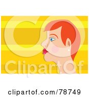 Royalty Free RF Clipart Illustration Of A Redhead Woman In Profile Over Orange