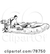 Royalty Free RF Clipart Illustration Of A Black And White Man Steering A Raft