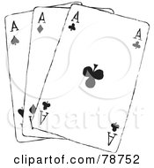 Royalty Free RF Clipart Illustration Of Three Black And White Ace Playing Cards