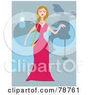 Royalty Free RF Clipart Illustration Of A Pretty Posh Woman Standing In A Bar